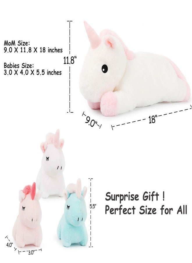 WEIGEDU Unicorn Toys for Girls Ages 1 2 3 4 5 6 7 8 Years, Mommy Stuffed Animal with 3 Babies Unicorns in Her Tummy, Soft Plush Toys Set for Baby Toddler Kids Valentines Birthday Gifts - Image 5